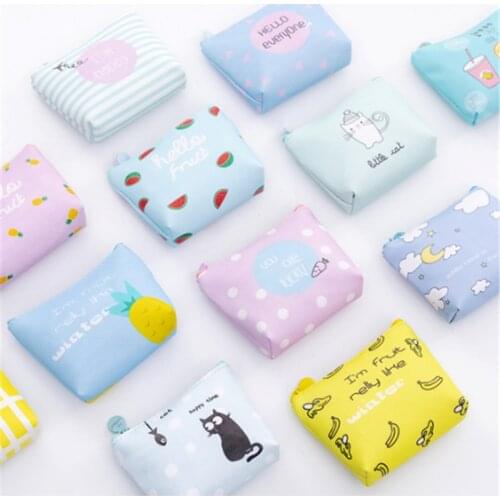 PU Leather Purses Small Fresh Casual Coin Wallet Lady Fashion Fruits Pattern Cartoon Dollar Money Bag Handbag Storage Bag