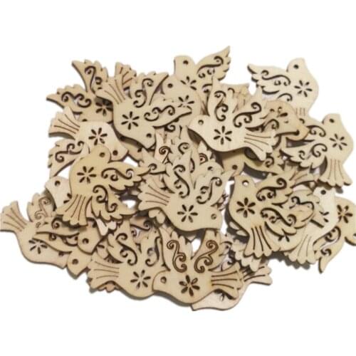 30PCS Wooden Slices Cute Bird Shaped Embellishments Ornament Unfinished Wood for Party Decoration DIY Craft Supplies