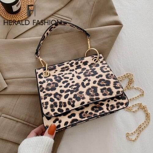 Mini Square Flip Bag 2020 Winter New Quality PU Leather Womens Designer Handbag Leopard Brown Chain Shoulder Messenger Bag