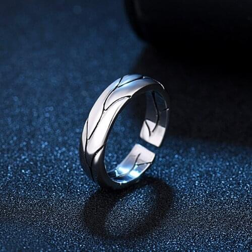 Retro Simple Branch Pattern Mens Ring Fashion Exquisite Opening Adjustable Ring Punk Party Jewelry Gift