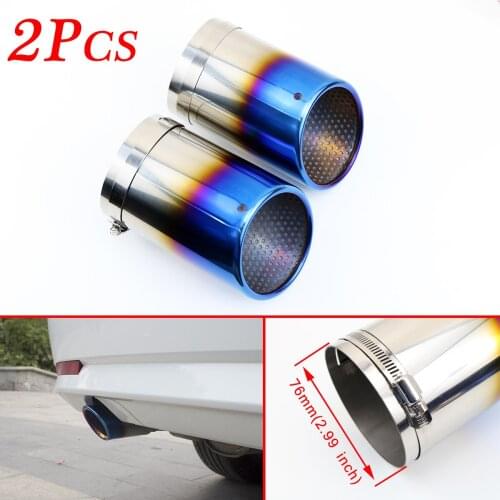 Stainless Steel 3" 76mm Inlet Size Rear Exhaust Tail Muffler Silencer End Pipe Tip Car Tailpipe Cover Trim Accessories Decorate