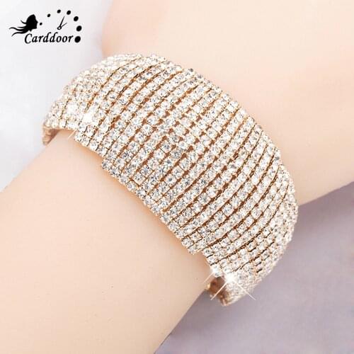 Carddoor New Arrivals Bracelet Jewelry Gift Rhinestone chain Fashion Women Bracelets Elegant Inlaid Bracelets & Bangles