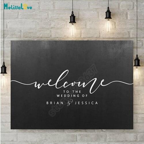 New Design Custom Name Welcome To The Wedding Of Party Reception Sign Vinyl Decal Quote Wood Board Chalkboard Sticker B804
