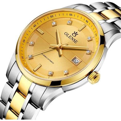 OLENSE 5ATM Waterproof Watch for Men Sapphire Crystal Automatic Mechanical Watch Man Date Stainless Steel Case Strap 2021 GA8025