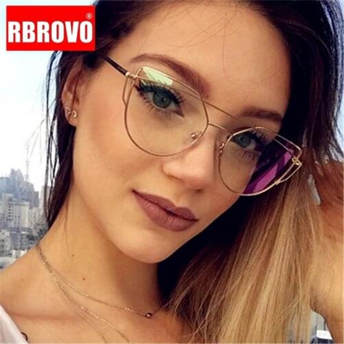 RROVO 2021 Computer Eyewear Frames Transparent Brand Fashion Cat Eye Glasses For Women 2020 Oversized Spectacle Eyeglasses