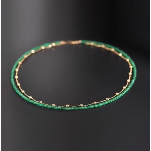 DAIMI Zambian Emerald Necklace Female 18k Gold Color Treasure Clavicle Chain Niche Designer Customization