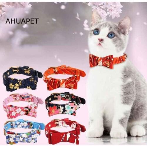 Necklaces For Cats Tie Collier Pour Chat Dog Neck Collar Katzenhalsband Pet Products Dropshipping Bowknot Collar Japanese Style
