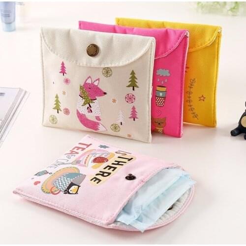 2020 Girls Diaper Sanitary Napkin Storage Bag Canvas Sanitary Pads Package Bags Coin Jewelry Organizer Credit Card Pouch Case