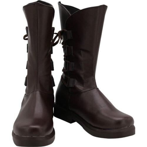 Rey Cosplay Boots Leather Shoes Halloween Carnival Party Shoes Prop Custom Made Any Size