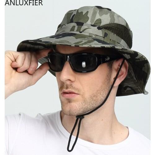 H7270 Fisherman Hat Man Sun Protection Summer Bucket Cap Outdoor Mountaineering Fishing Sunscreen Foldable Male Camouflage Hats