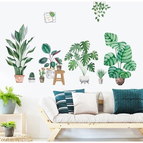 Nordic Ins Potted Wall Sticker Home Office Decor Bedroom Living Room Sofa Backdrop Decal Art Mural Self Adhesive Room Decoration