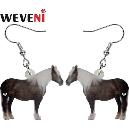 WEVENI Acrylic Black Horse Earrings Lovely Farm Animal Dangle Drop Jewelry For Women Girls Kids Birthday Gift Accessories Charms