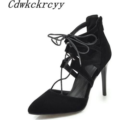 Summer New pattern Europe and America Suede sexy Super high heel 10CM Women sandals Rome Cusp Cross bandage Women sandals 34-45