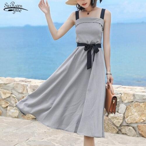 2021 Sexy Short Backless Elastic Waist Skirt Sleeveless Dresses Summer Women Dress Solid Chiffon Medium-length Sundress 8720 50