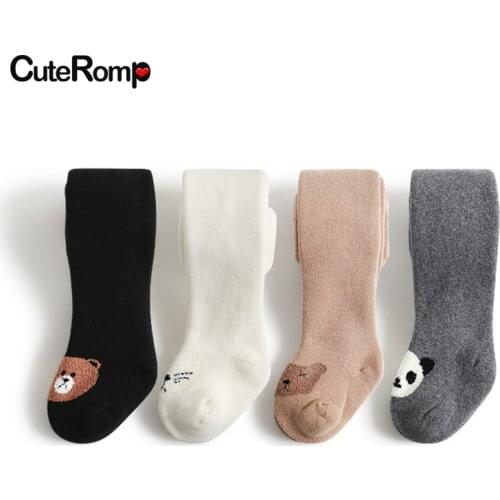 Winter Tights For Girls Children Stockings Panda Thicken Cotton Warm Pantyhose Solid Color Baby Clothing High Elastic Tight