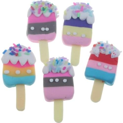 10Pcs 35x17mm Mixed Clay Ice Cream Cabochon Flatback Decoration Crafts Embellishments For Scrapbooking Diy Accessories