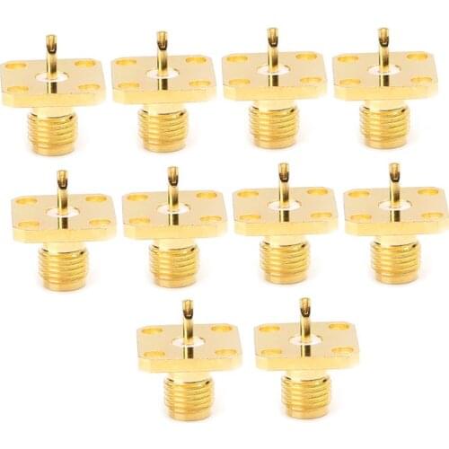 10Pcs/Set SMA Female Chassis Panel Mount 4 Hole Post Terminal RF Connector Coaxial Adaptor 5mm