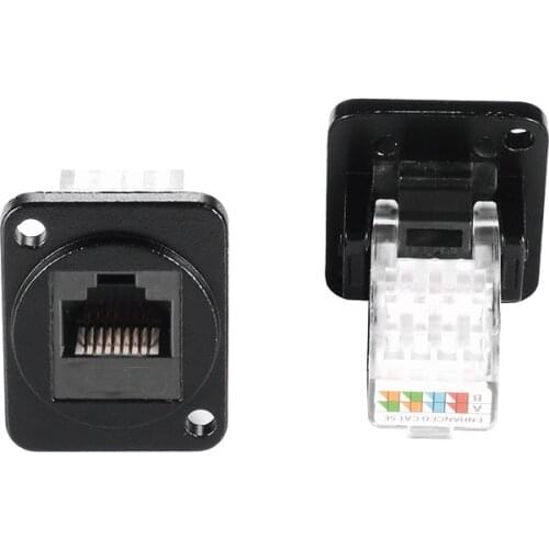 10Pcs/Lot D-Type press RJ45 Cat5e network plug Chassis Panel Mount Connector Audio connector RJ45 socket for D type