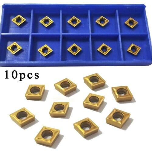 10pcs Lathe CNC Carbide Inserts Insert Gold Parts For Turning Tool CCMT060204-HM