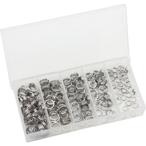 200pcs 5/6/7/8/9mm Mixed Double Split Solid Connecting Ring Assorted Stainless Steel Fishing Tackle Accessories For Blank Lures