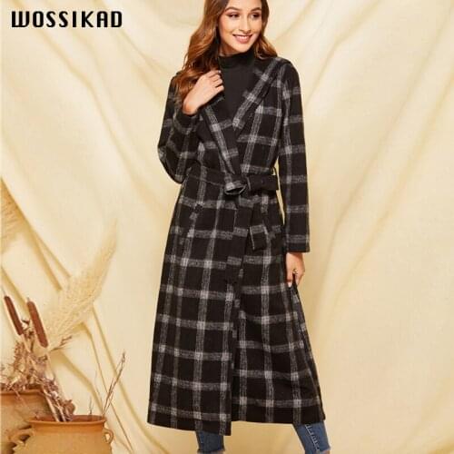 2019 Long Coat Vintage Lattice Loose Overcoat Trench For Women Casaco Feminino Ropa Mujer Manteau Femme Clothes Hiver Modis