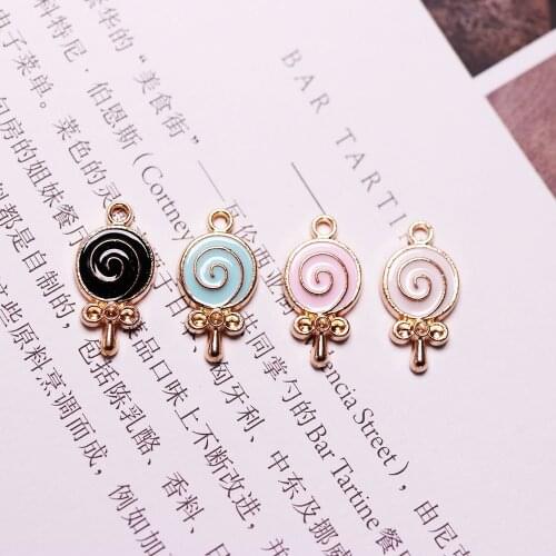 30pcs/Lot Lollipop 9.5*18mm Diy Design for Jewelry Making Earring Bracelet or Necklace Handmade Enamel Charms