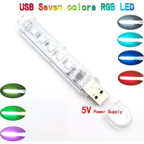 5V RGB Mini USB LED Book Reading Lamp night Light Colorful Portable signal Warning light For PC Laptops Computer Mobile Power
