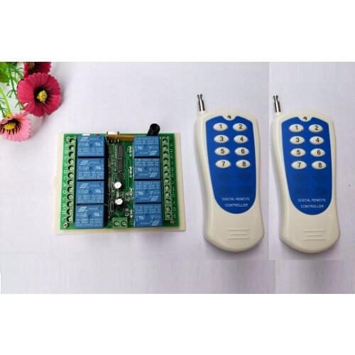 8 channel radio remote control/remote control DC12V 8ch 8 relays remote control 2pcs transmitter with receiver