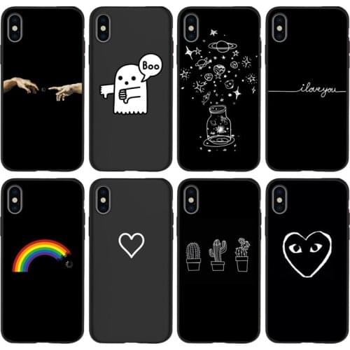 Abstract Hands Heart Text Painting Phone Case For iPhone 12 11 Pro Max Mini XR X XS 7 8 Plus SE 2020 Case Soft Black Back Cover