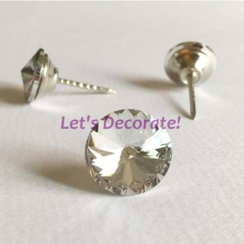 Free Shipping 200PCS/LOT 18mm/20mm/25mm/30mm Satellite Clear Crystal Glass Tacks/Home Decoration Tacks/Upholstery Tacks, Buttons