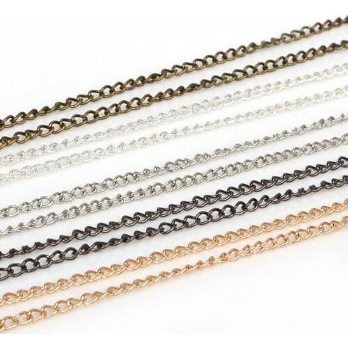 4X3mm 5m/lot Rhodium/Silver/Gold/Gunmetal/Antique Bronze Plated Necklace Chains for DIY Bracelet Jewelry Findings Making