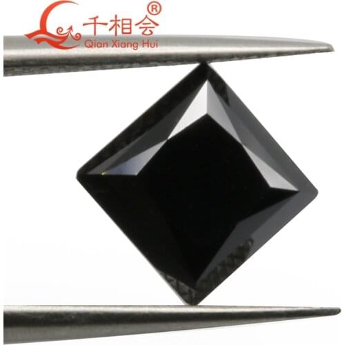 Black color square shape princess cut moissanite loose stone