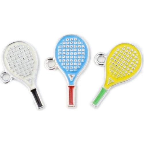 Color Tennis Racket Pendant Delicate Elegant Korean Silve Charms DIY Accessories For Handmade Women Jewelry Necklace Bracelets