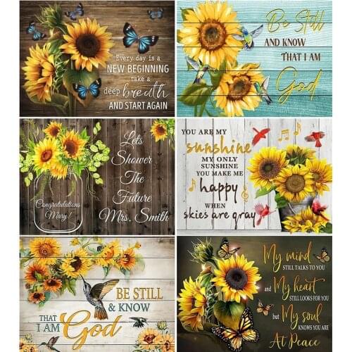 5D DIY Diamond Painting Full Sunflower Word Flower Diamond Mosaic Stitch Interior Paintings Art Picture Handicraft Home Decor
