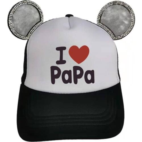 Children Sun hat Toddler Baby Girl Boys Hat With Ear For summer Trucker Hat I Love papa Baseball Snapback Hip Hop Dad Mesh Hat