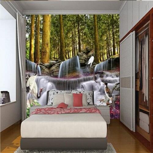 Photo wallpaper custom large wall painting landscape waterfall forest wallpaper mural bedroom living room TV backdrop wallpaper