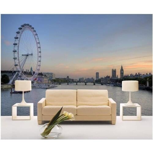 Custom photo mural 3d wallpaper Ferris wheel city landscape living room home decor 3d wall murals wallpaper for wall 3d