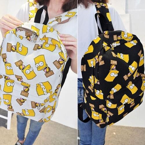 Simpson Canvas Backpack Cartoon Printed School Bags for Teenager Girls Shoulder Bag Mochila Feminina Sac Bags for Women 2018