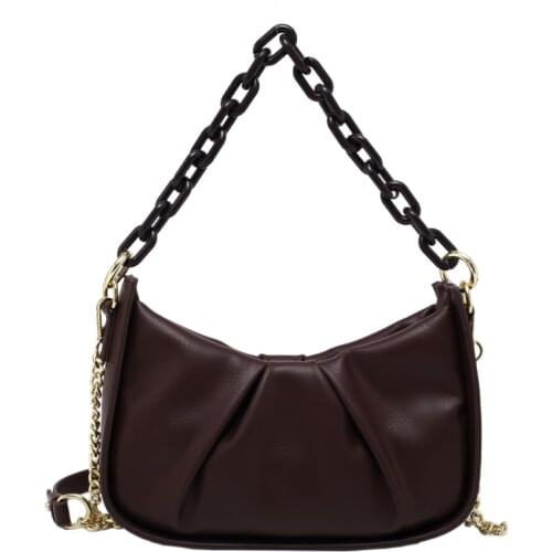 PU Leather 2021 Summer Solid Color Womens Handbags travel Simple Versatile Wide Shoulder bags Pleated Underarm hobos bag