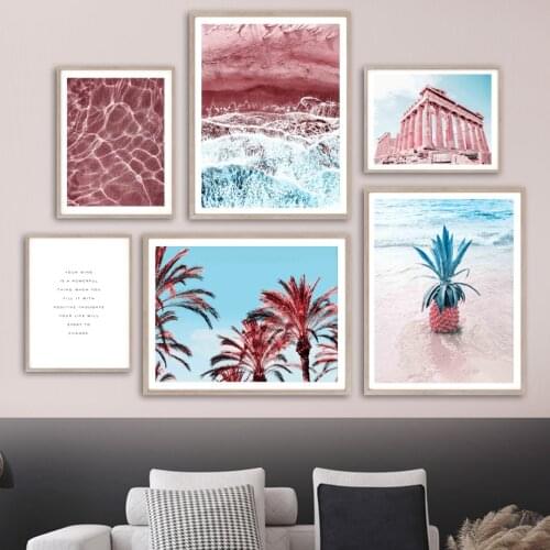 Stone Beach Sea Pineapple Coconut Quote Wall Art Canvas Painting Nordic Posters And Prints Wall Pictures For Living Room Decor