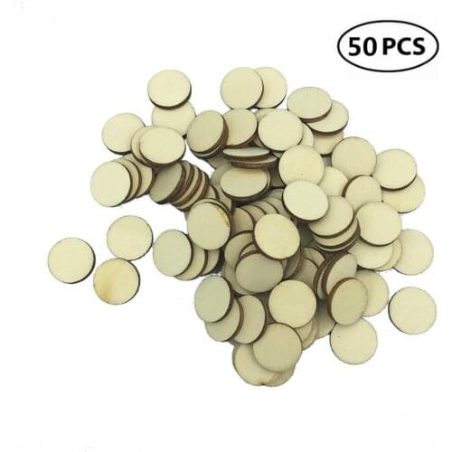 50pcs 20mm 0.78inch Round Unfinished Wood Cutout Circles Chips for Arts & Crafts Projects, Board Game Pieces, Ornaments
