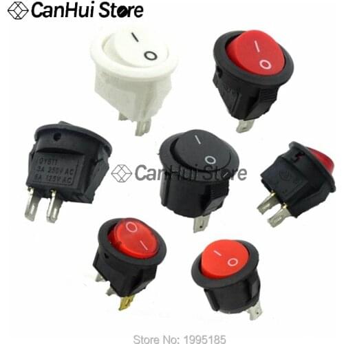 10PCS 15MM 16MM Diameter 2PIN RED white black MINI ROUND Push Button rocker Switch ON/OFF power switches 3A/250V 6A/125V