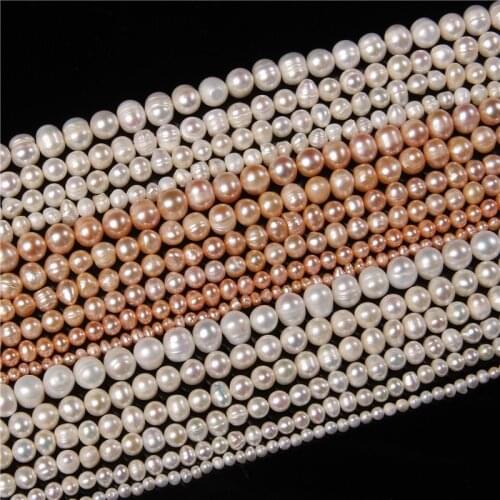 Wholesale 3-9mm Natural Potato Round Pearls Beads Freshwater Pearl Loose Beads For DIY Jewelry Making Bracelet Necklace 14"
