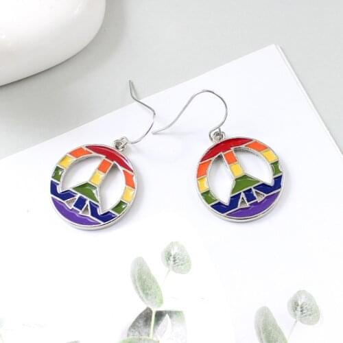 Round color stitching Hollow Pendant hook earrings Simple and stylish colorful jewelry Feminine jewelry