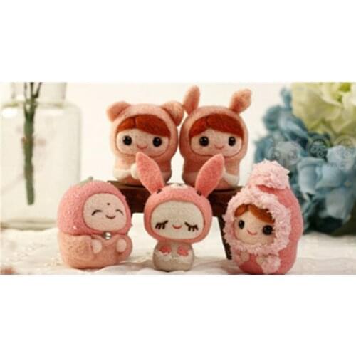 Russian cute dolls cartoon animal set wool needlepoint kit wool felt needle felting decoration craft needlecraft DIY handmade
