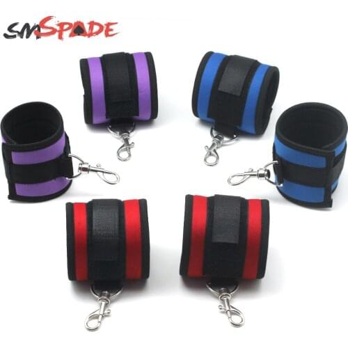SMSPADE Three Color Neoprene Bondage Boutique Soft Handcuffs For Couples Adult Games Sex Toys Restraint Cosplay Tool