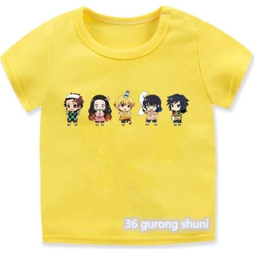 New Demon Slayer T Shirt аниме Anime Clothes Boys T-Shirts Cartoon Print Kids Clothes Tee Short Sleeve Manga T Shirts