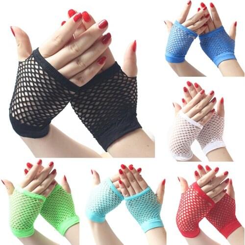 1 Pair Summer Spring Black Net Mesh Gloves Punk Fingerless Gloves For Women Fishnet More Erotic Fun Gloves for Nightclubs