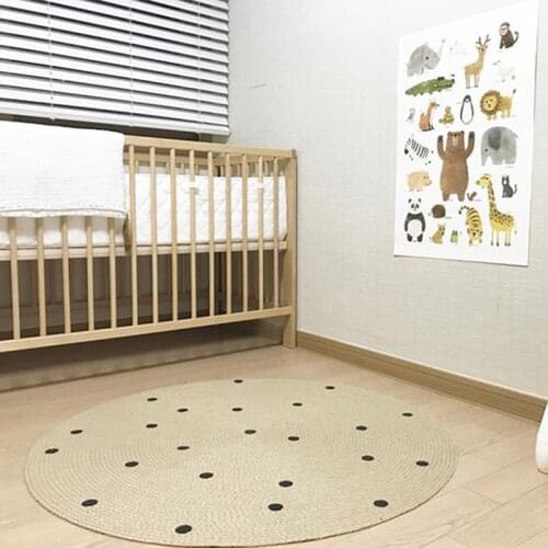 Braided Jute Rug Baby Kids Room Decoration Round Carpet Children Photo Shoot Accessories Background Boho Floor Rugs for Bedroom