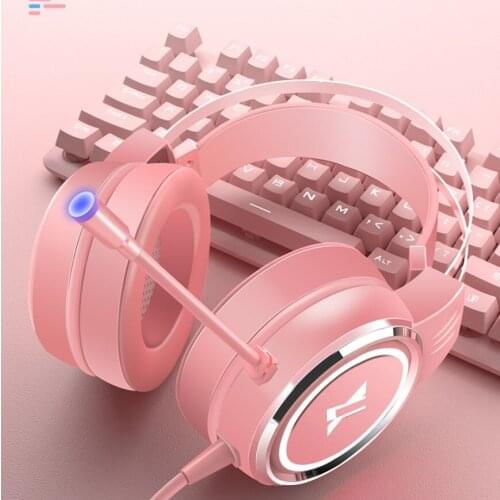 Wired Earphone Headset PC Gamer Stereo Folded Headphone Flexible Adjustable Mic Headset for Laptop/PC/Mobile Girls Gift